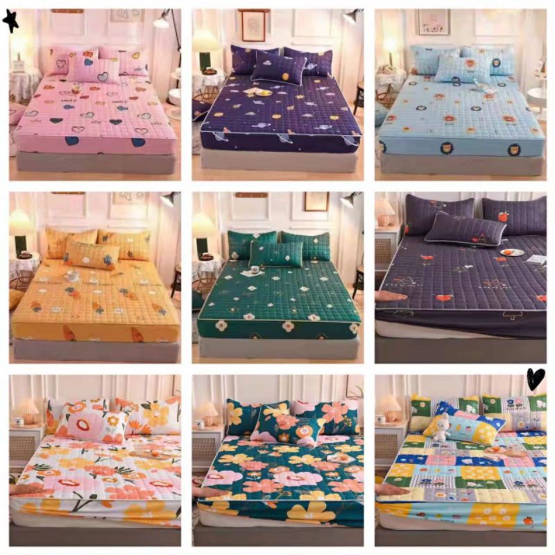 SPREI SULTAN WATERPROOF/SPREI ANTI OMPOL/SPREI ANTI BOCOR UKURAN 180X200CM-Motif acak 180x200cm