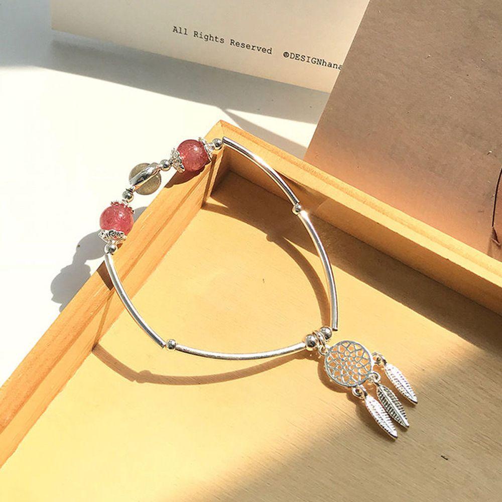 [Elegan] Dream Catcher Gelang Lucu Unik Hadiah Perhiasan Kristal Merah Muda Temperamen Dekorasi Gelang Gaya Korea