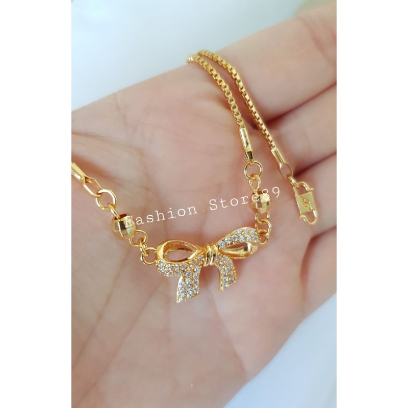 fashion kalung Xuping motif Pita Cantik Elegant Bestquality Import perhiasan lapis emas 18k