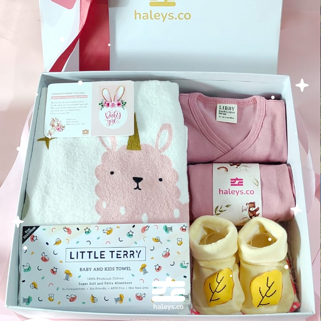 Boys/Girl Baby Hampers 0-12 months/ Hampers bayi newborn/ Kado bayi/ Babyboy Gift / Kado Lahiran / Giftbox / Kado Bayi Perempuan / Girl Hampers baby / Kado bayi laki laki / Haleys.co-Pink Little Tery
