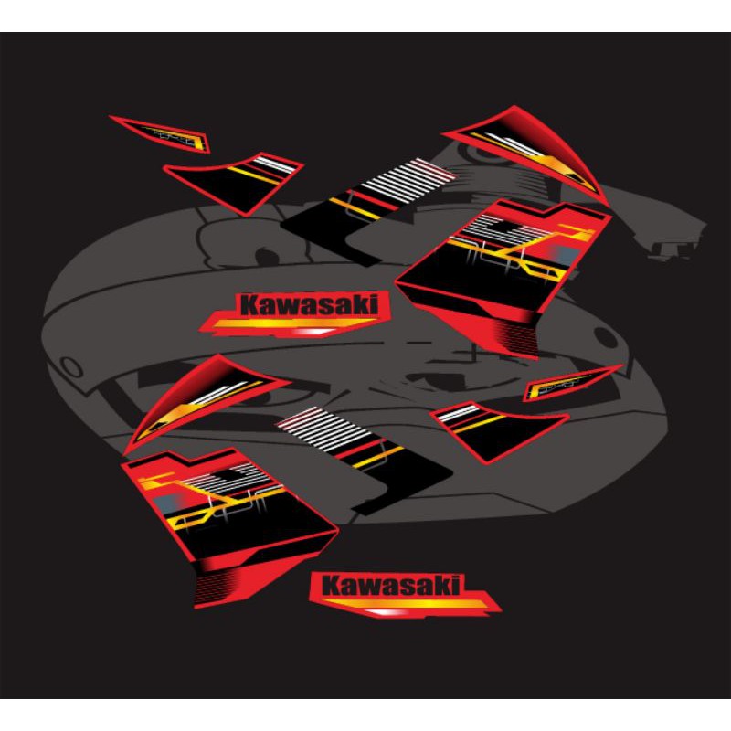STIKER STRIPING KAWASAKI NINJA 250FI SE MERAH LIST GOLD