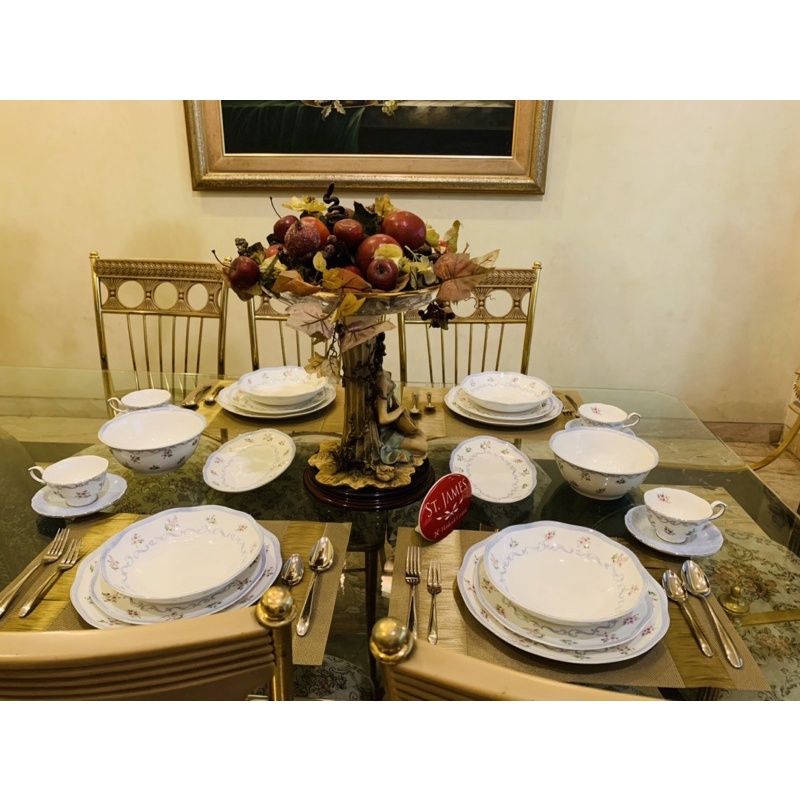 Dinner Set Saint James Linen Flower 24 Pcs Mewah Cantik - Piring Set