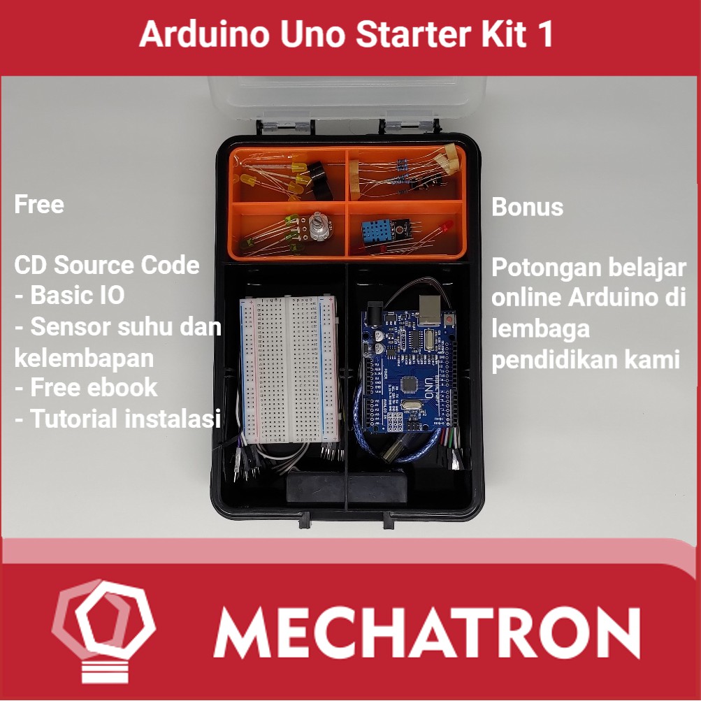 Arduino Uno Starter Kit Compatible Paket Belajar 1 Free CD Source Code ...