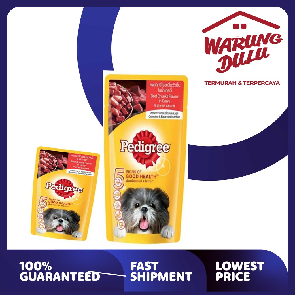 MAKANAN ANJING PEDIGREE POUCH BEEF FLAVOUR IN GRAVY 130GR