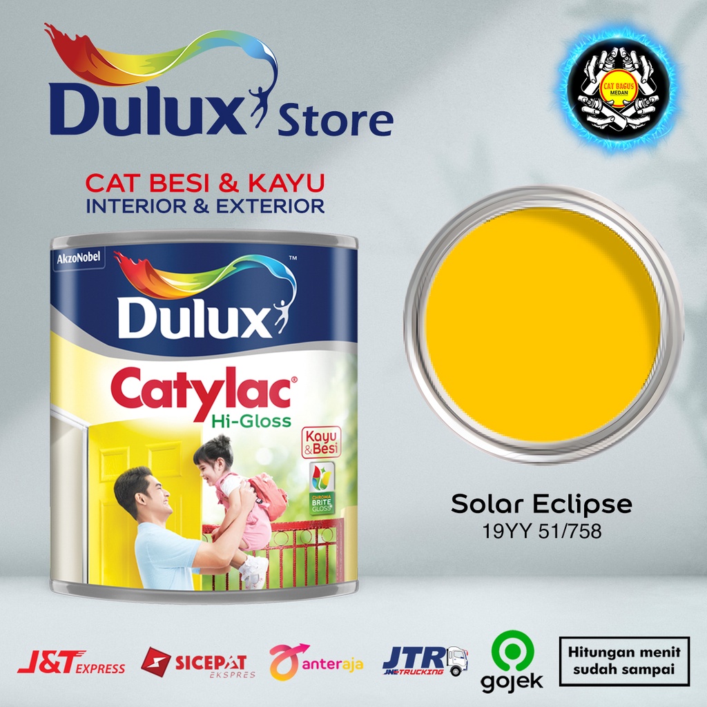 CAT MINYAK CAT KAYU DAN BESI DULUX CATYLAC HI-GLOSS 1 KG WARNA SOLAR ECLIPSE 19YY 51/758 YELLOW KUNI