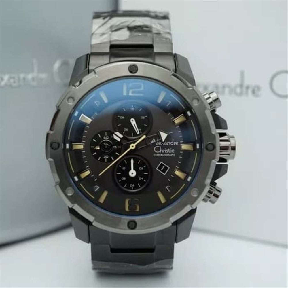 jam tangan pria alexander cristie original ac6410 black detik putih BEST PRODUK Limited