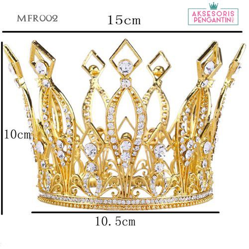 [BISA COD] MAHKOTA PENGANTIN CROWN WEDDING ROYAL PREMIUM FULL ROUND GOLD MFR002