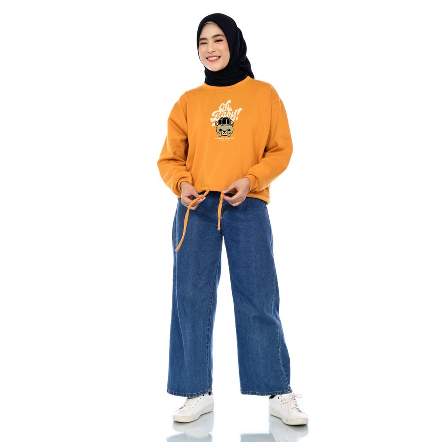 Sweater Wanita Oh Baby! Crop Fleece Gramasi 280-A244 Mustard