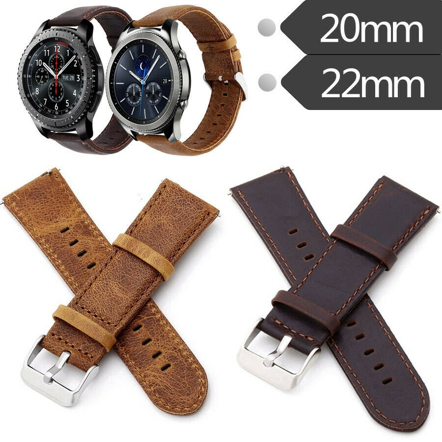 Strap Pengganti Bahan Kulit Asli 20mm 22mm untuk Samsung