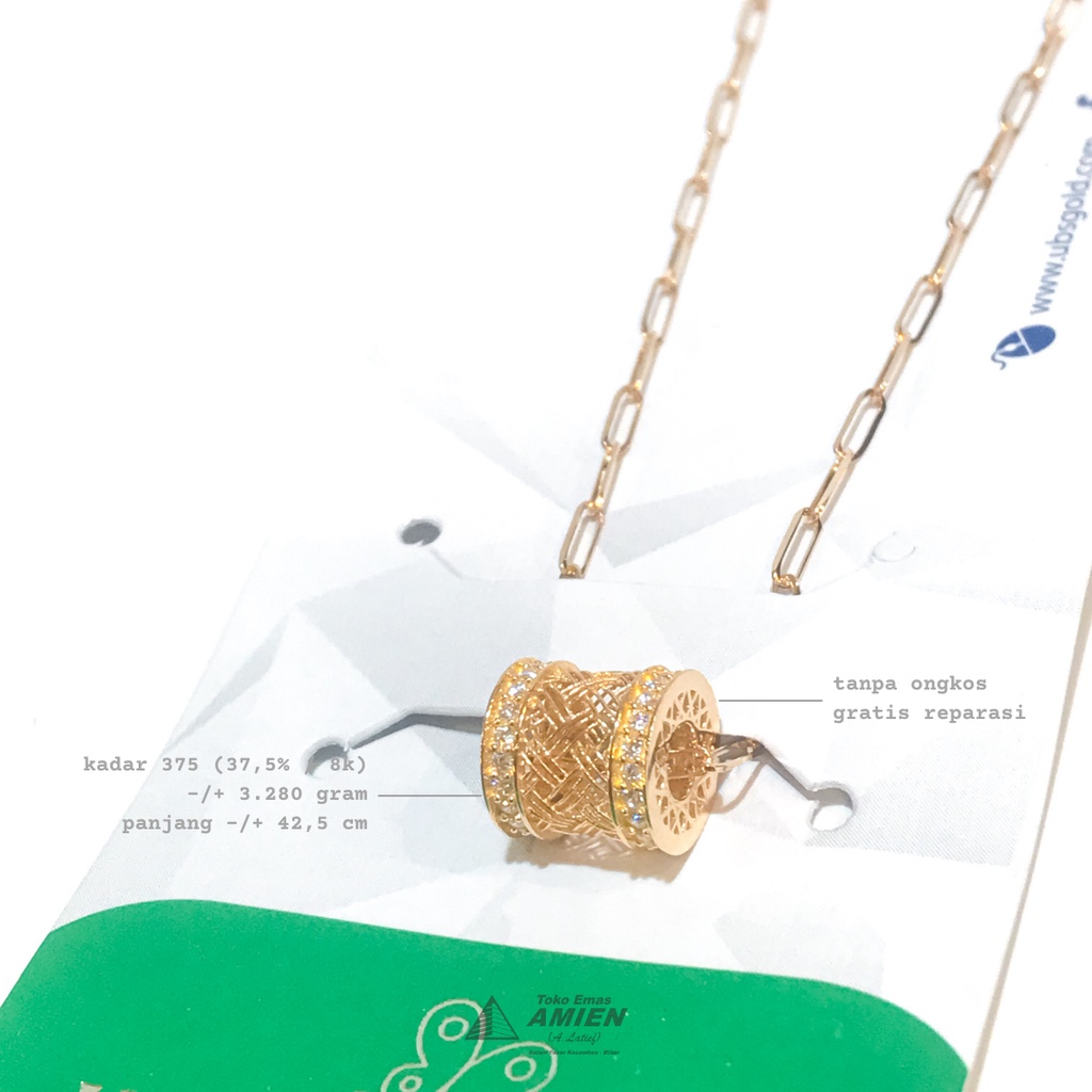 Toko Emas Amien Kalung Emas Asli UBS Kadar 375 (37,5% / 8K) 3.280 gram - Rantai Paperlina Love Perma