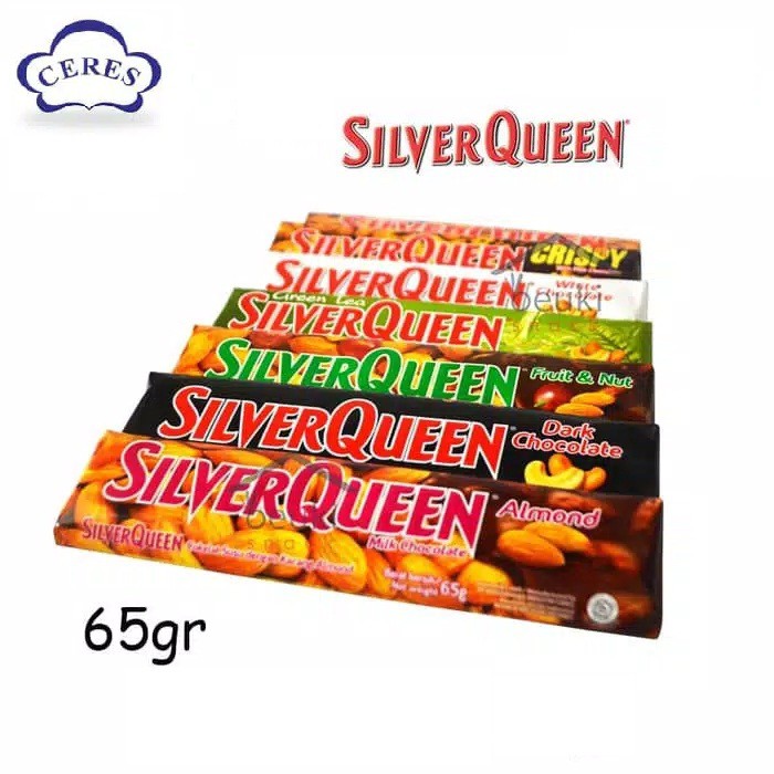 cokelat Silverqueen 65gr silver queen matcha, almond, mete, crispy, dark, white