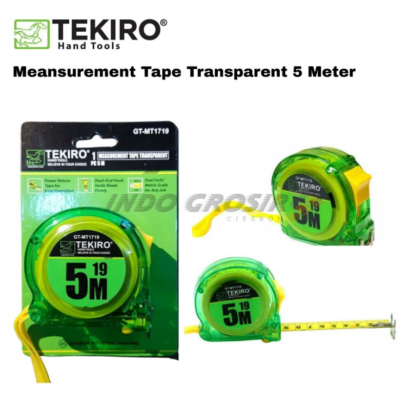 Tekiro  Meteran Transparan 3 Meter 5 Meter 7,5 Meter Measurement Tape Transparent Alat Ukur