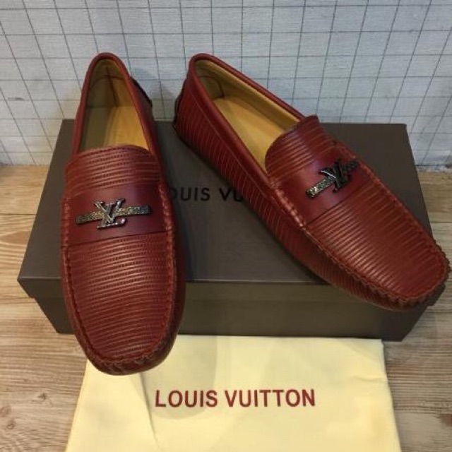 SEPATU LOAFERS PRIA FASHION MURAH KULIT ASLI - LOUIS VUITTON - LV - BROWN