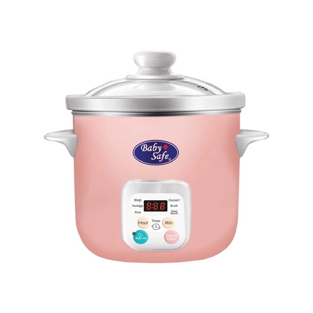 Baby Safe Slow Cooker 1,5L LB06D Pink with Auto Menu Baby Food Maker Alat Makan Bayi