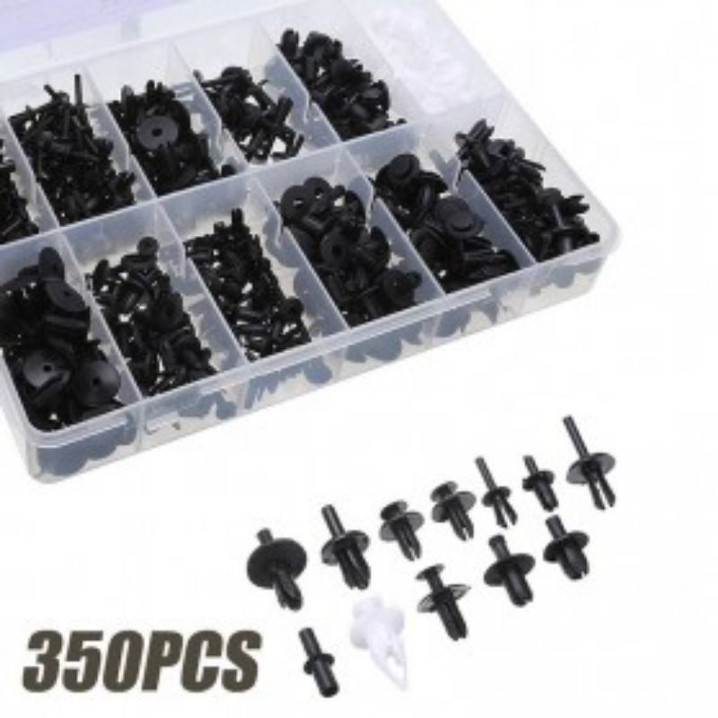 SUGERYY Baut Rivet Mobil Universal Car Push Pin Fasteners Clip 350 PCS - Black