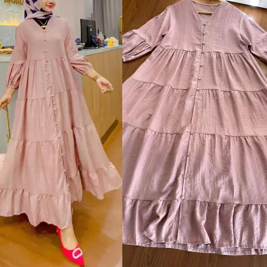 (LANGSUNG KIRIM) Gamis Midi Dress Premium Baju Dress Wanita Muslim Long Dress Jumbo XL, XXL, XXXL Dr