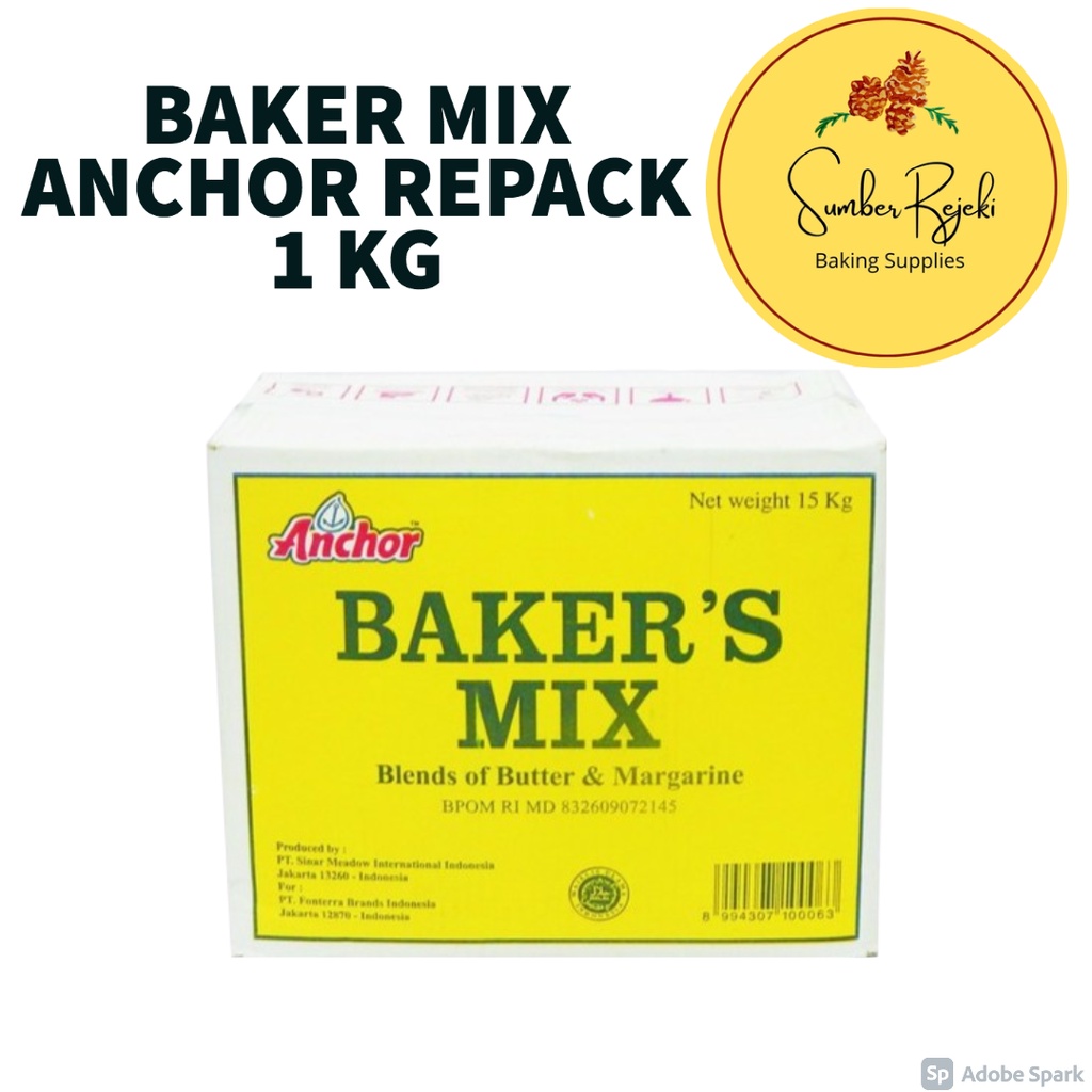 

Anchor Baker's Mix Butter Blend Margarine | Bakers Mix | Margarin Butter 1 KG