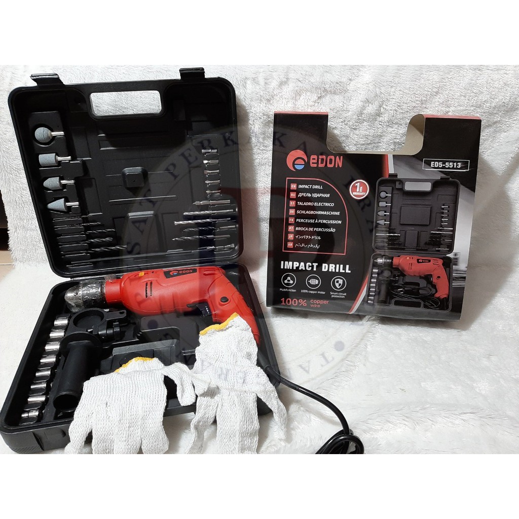 Edon Mesin Bor set 13mm Bor Tembok Beton Bor Tangan 13mm