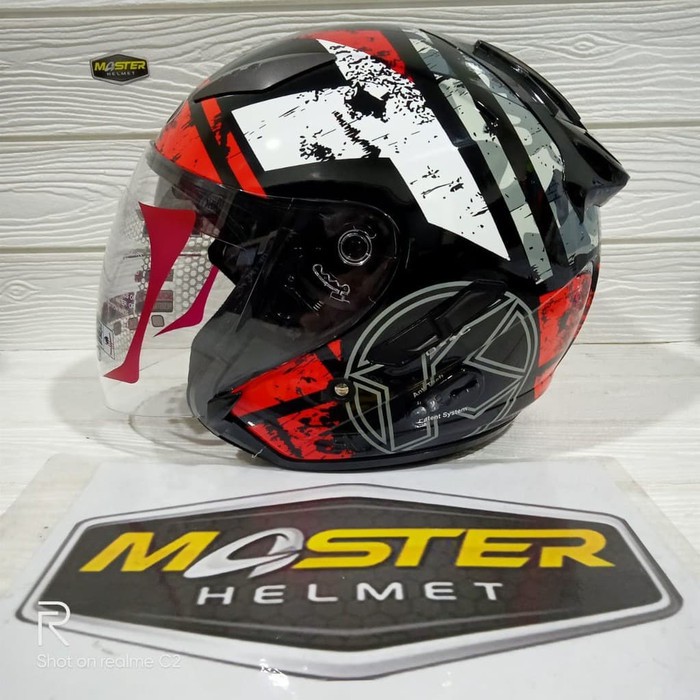 HELM KYT GALAXY SLIDE 5 BLACK RED FLO CLEAR - M