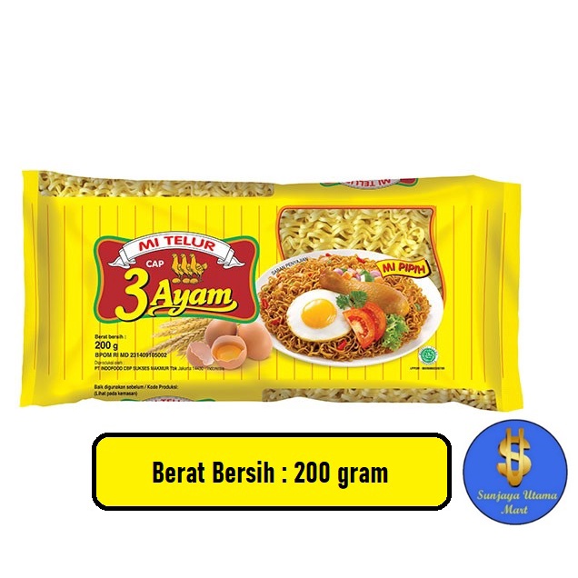 

Mi Telur Cap 3 Ayam Pipih Kuning 200g-Mie Telur Cap 3 Ayam