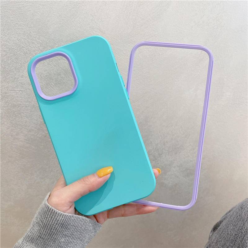 3 In 1 Soft Case Bumper Silikon Warna Permen Shockproof Cover Iphone 13 12 11 Pro Max X Xs Max