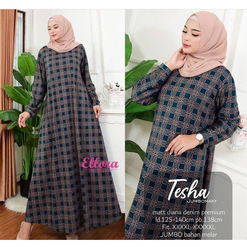 TESHA Jumbo Maxy - LD120-130 Gamis Denim Diana Jumbo Bigsize Oversize Bumil / R.23 - 025-5973