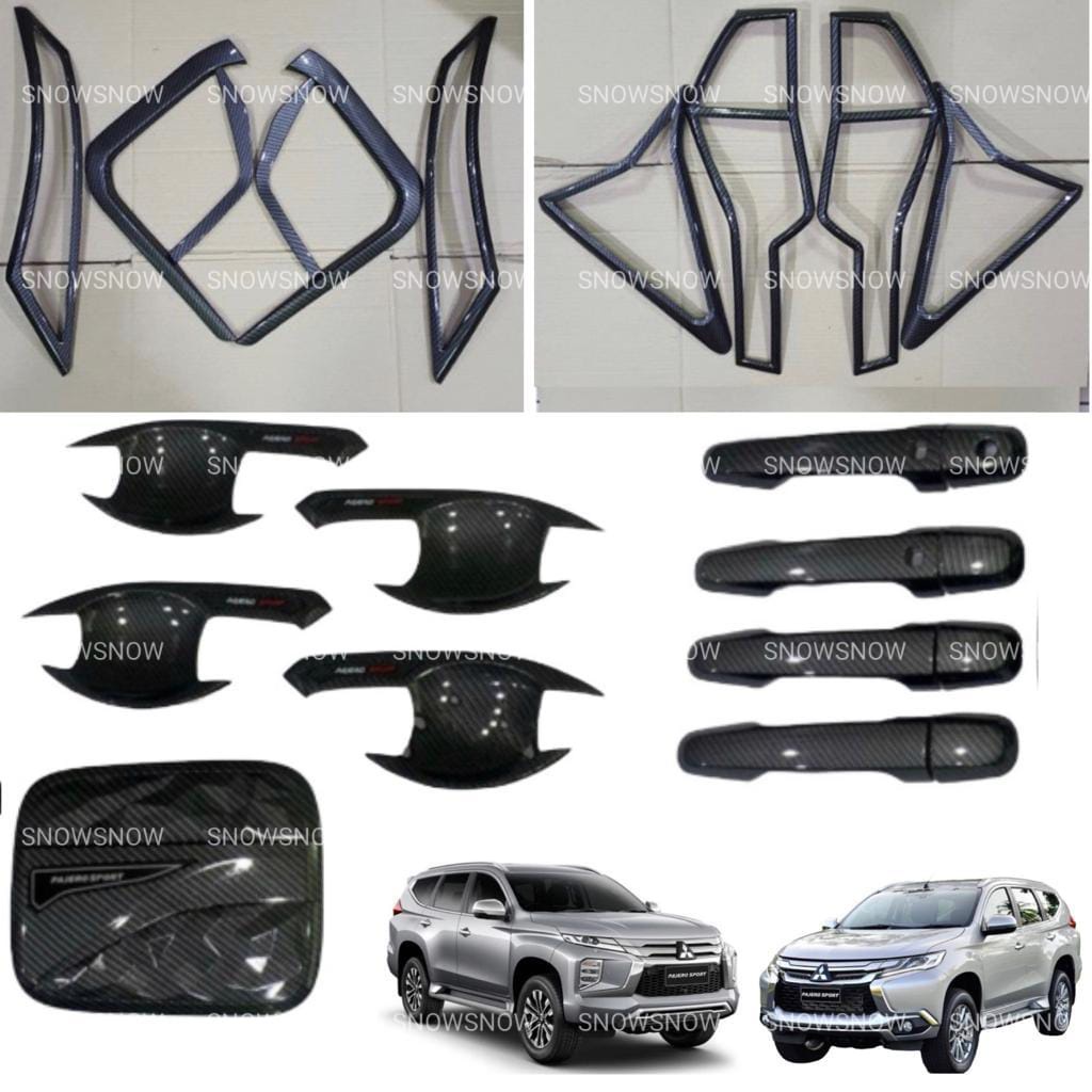 Paket Garnish Depan Belakang Outer Handle Tank Cover Pajero 2021 2022 Carbon