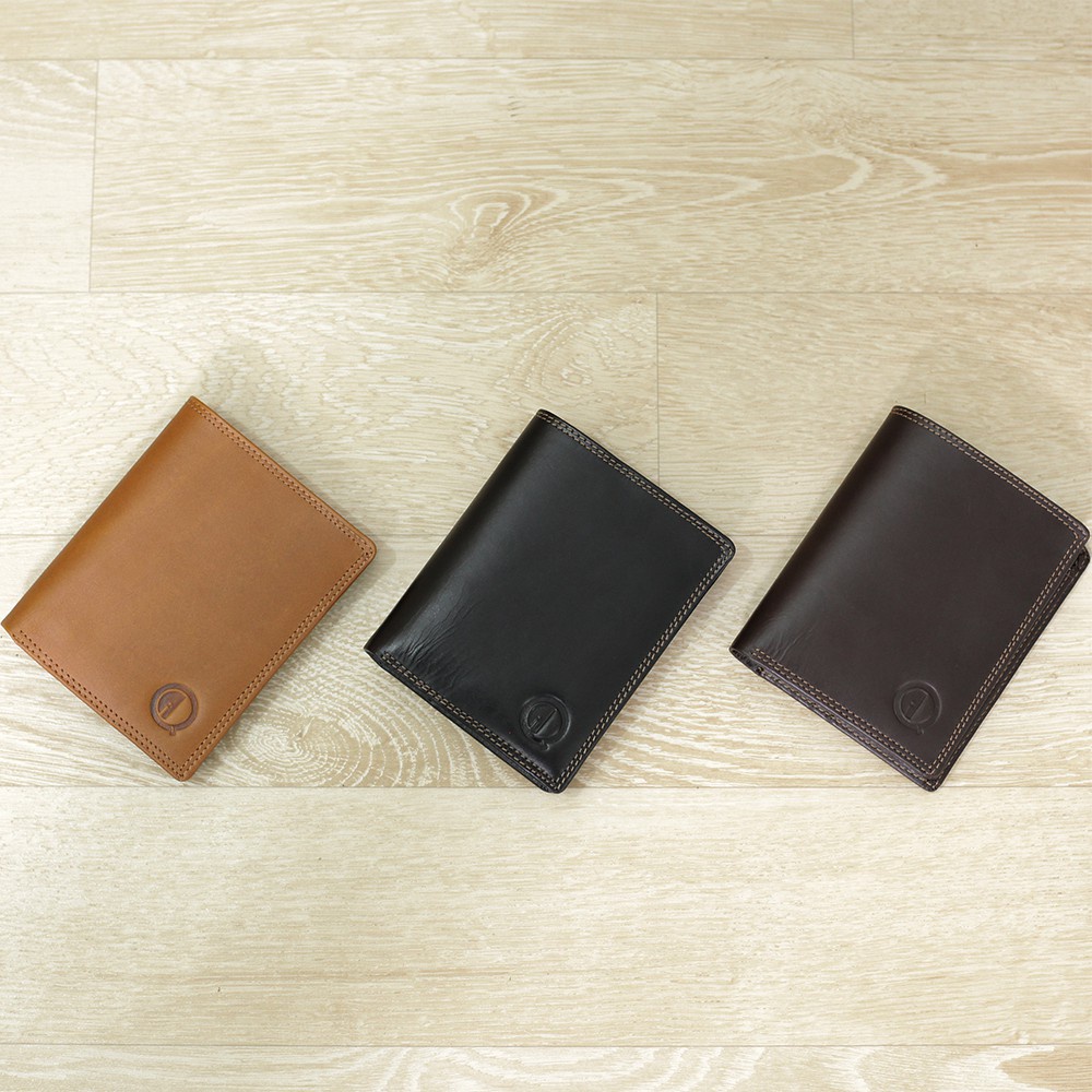 【QI LEATHER】Dompet SLIM Pria 2 Lipat 16 Slot Kartu Kulit Sapi Asli FULL KULIT TANPA FURING - D007