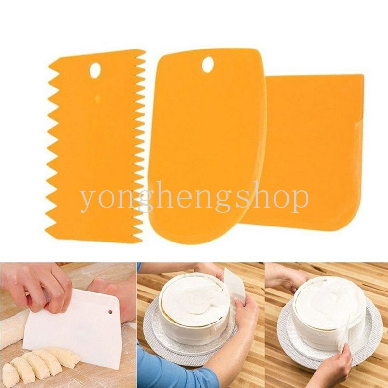 3pcs / set Spatula Pengikis Krim Kue Untuk Dekorasi