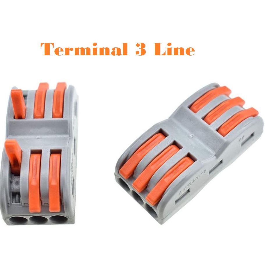 Terminal Paralel 3 Line Konektor Jalur Kabel Sambungan Compact Cage Clamp PCT-223 Circuit Inline Splices Connector