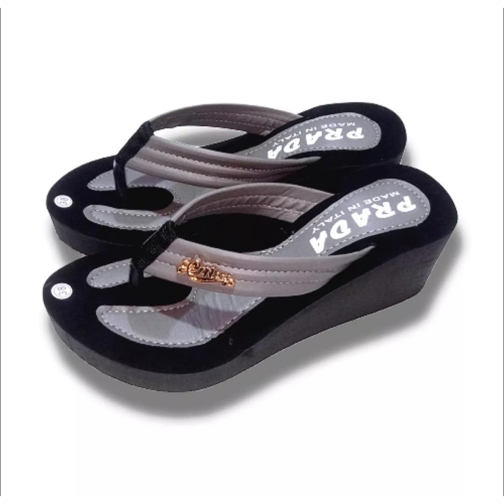 sandal wanita dewasa wedges prada
