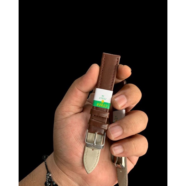 Strap Tali Jam Tangan kulit cyber coklat Polos 18mm