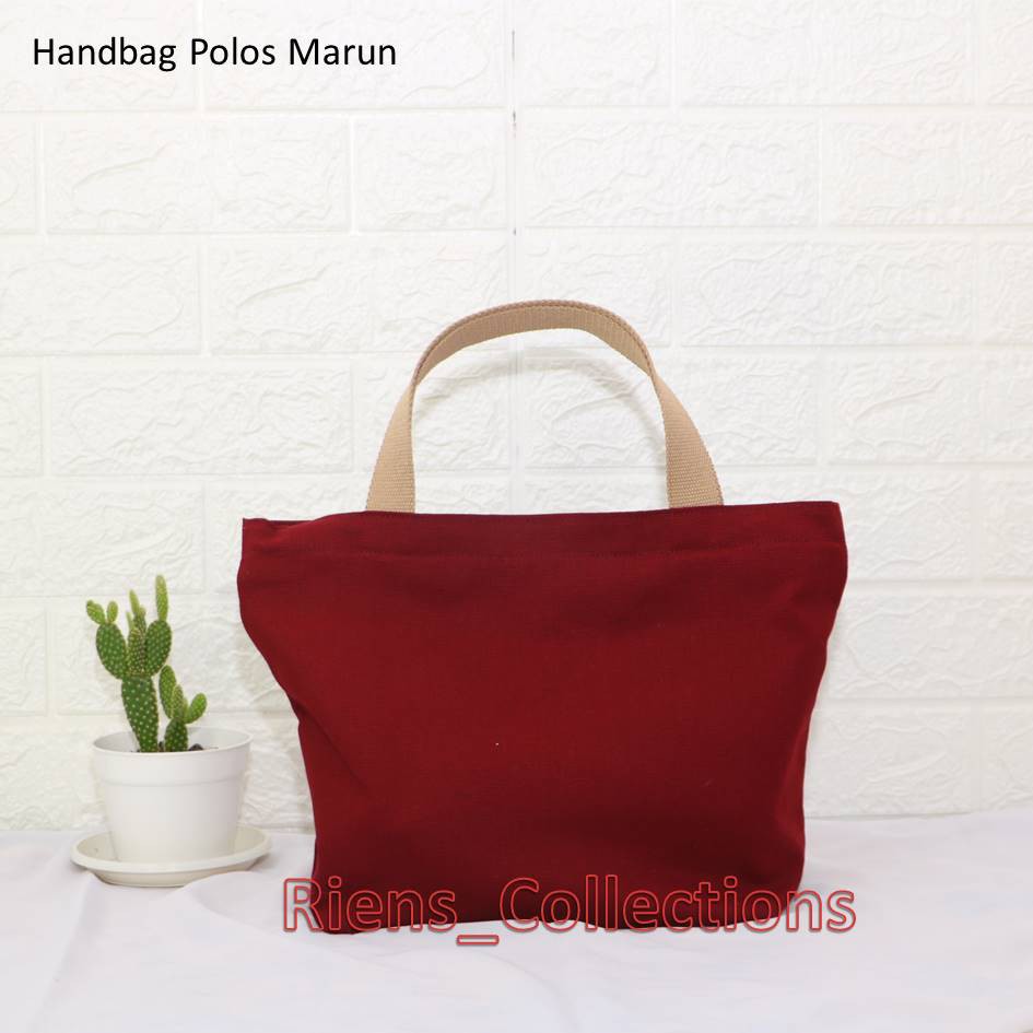 HANDBAG TAS JINJING KANVAS POLOS WARNA MERAH MARUN. TAS KANVAS. TAS JUMBO. Riens Collections