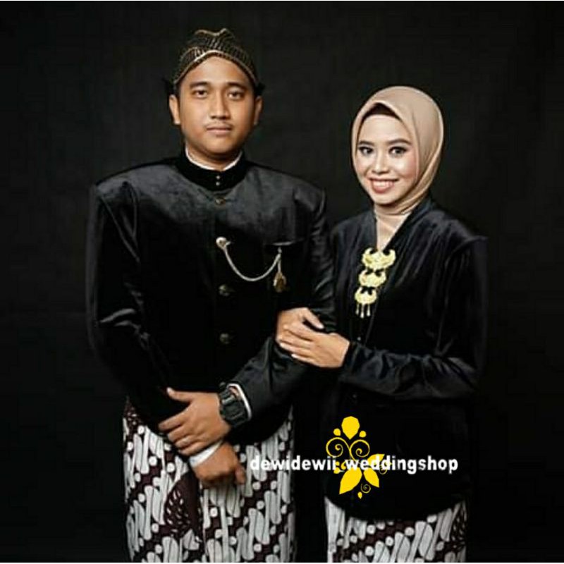 Baju Prewedding (BONUS BENGGOL BESKAP) / Baju Couple Adat Jawa, Motif Lereng garuda