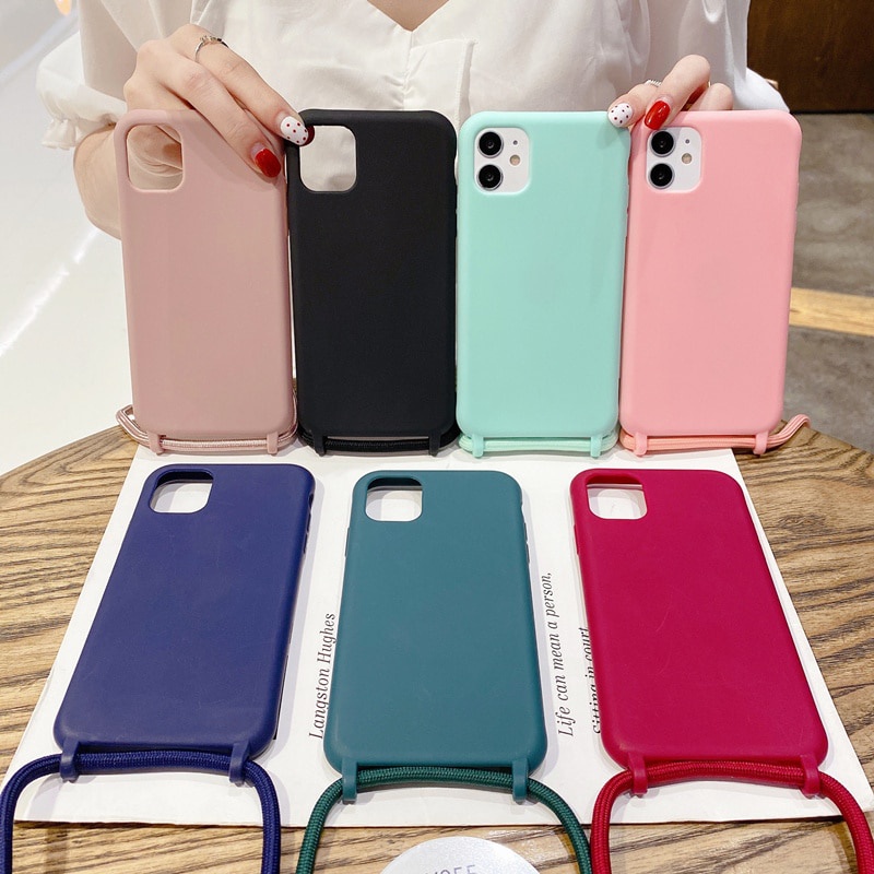 Case hp Tali Soft Case Bahan Silikon Dengan Lanyard Untuk Iphone 14 14Pro 14Pro MAX 14plus 13 13pro 12 12pro MAX 11Pro MAX SE 6 7 8 Plus X XS MAX XR