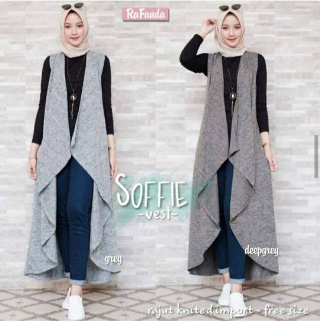 Soffie Vest, VEST RAJUT WANITA JUMBO FIT XXL Ld 100-120 BAHAN RAJUT IMPORT TERMURAH KEKINIAN OOTD SUPER CANTIK TERLARIS