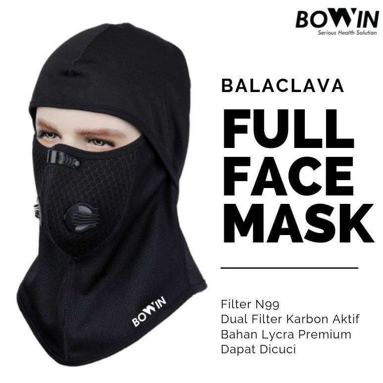 Bowin Masker Balaclava Full Face - Filter N99CV (Masker Motor - Ninja)