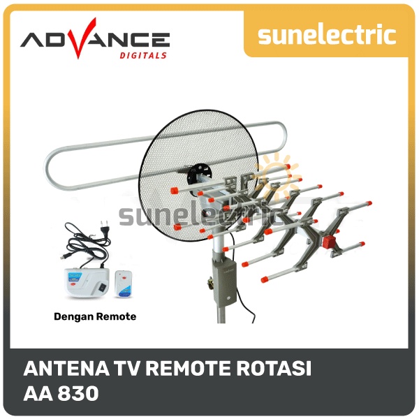 Advance AA-830 Antena TV Full HD 1080 With Remote Control Bisa Putar 360 Derajat + Kabel 10 Meter / 