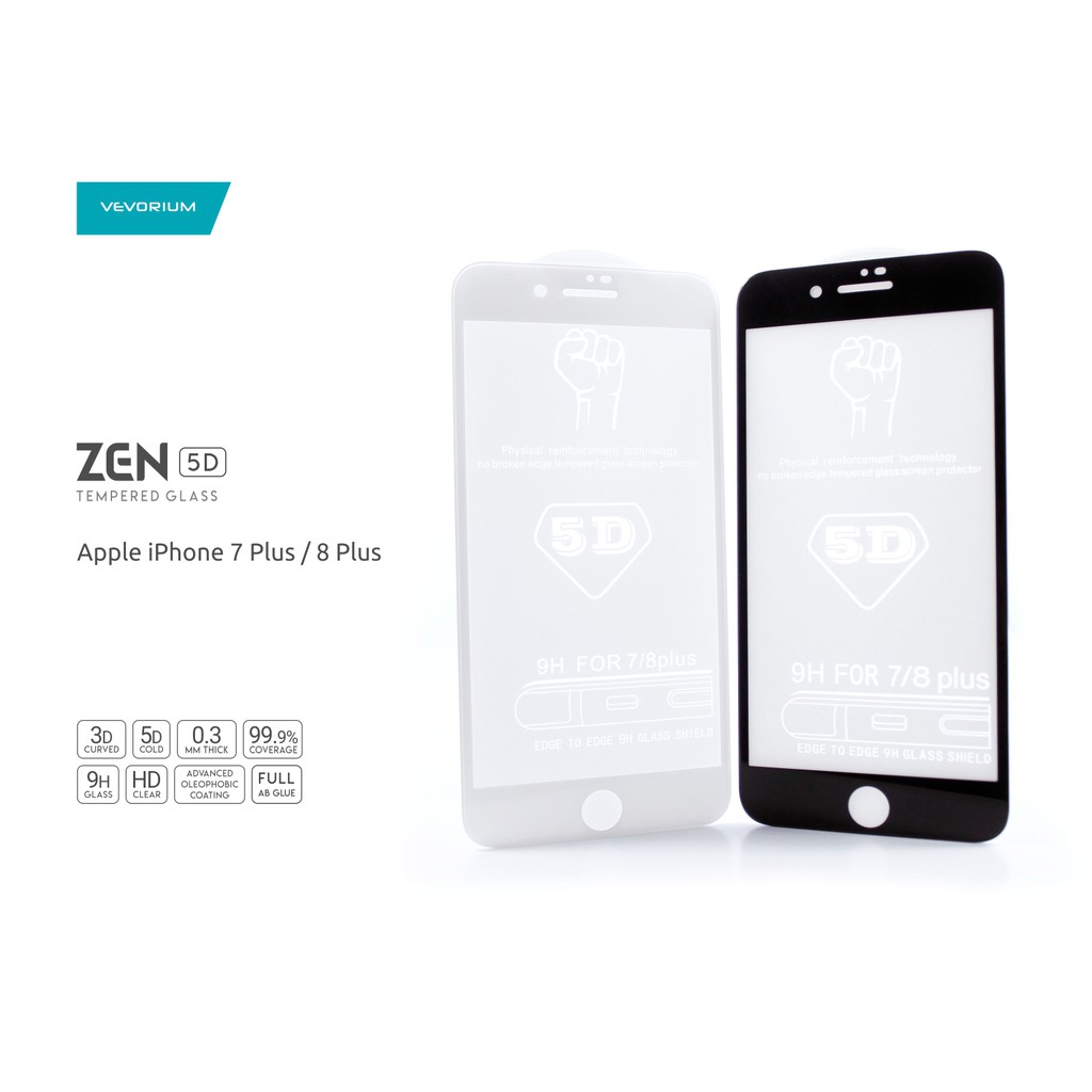 VEVORIUM ZEN 5D Cold Apple iPhone 7 Plus 8 Plus Full Tempered Glass