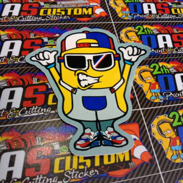 Sticker printing MINIONS BERTOPI minim pembelian produk harus 20rb