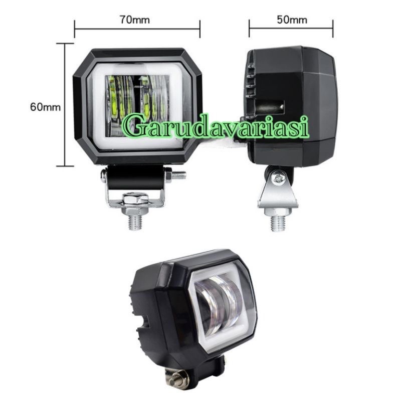 MINI DAYMAKER 2 LED 4D SOROT SUPER TERANG 12V DC 20W/LAMPU SOROT DAYMAKER MINI LED 2 MATA ANGEL EYES