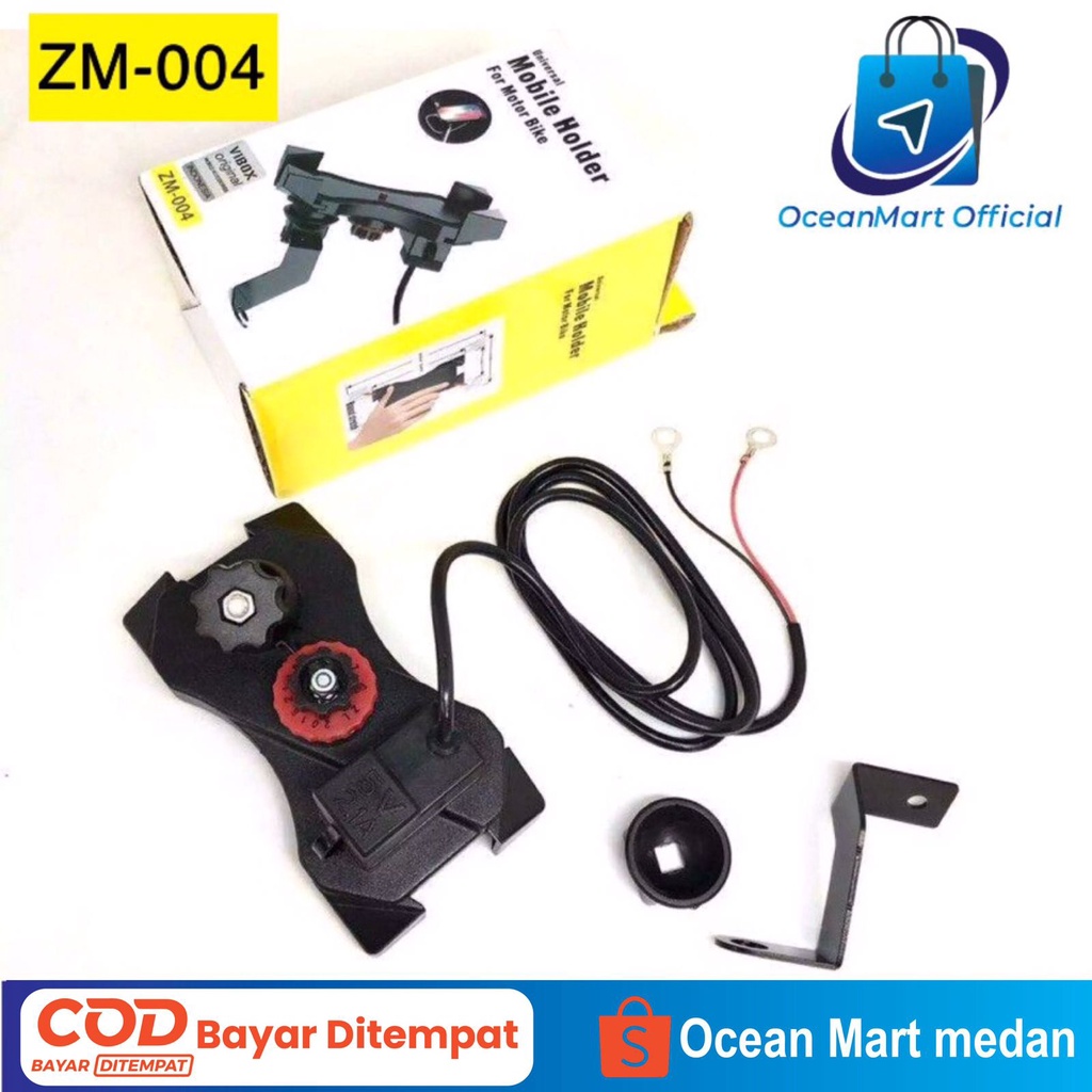 Holder HP Universal Motorcycle ZM-004 USB Charger Handphone Aki 2.1A Aksesoris Handphone HP OCEANMART OCEAN MART Murah Grosir