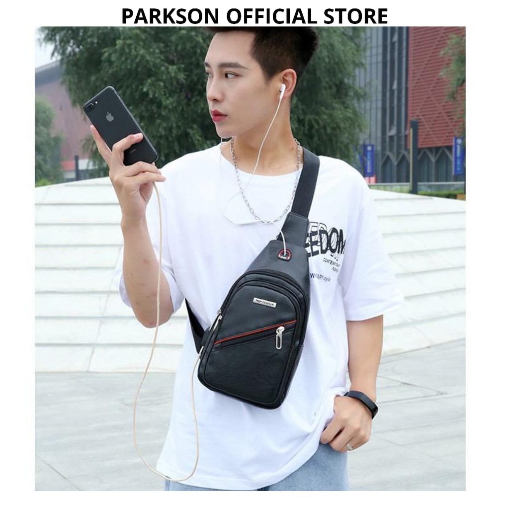 Tas sling bag pria/sling bag parkson import/ tas dada pria/waistbag pria/tas selempang pria