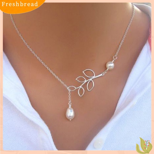 [TERLARIS]Women's Fashion Faux Pearl Hollow Leaves Branch Choker Short Bib Collar Necklace