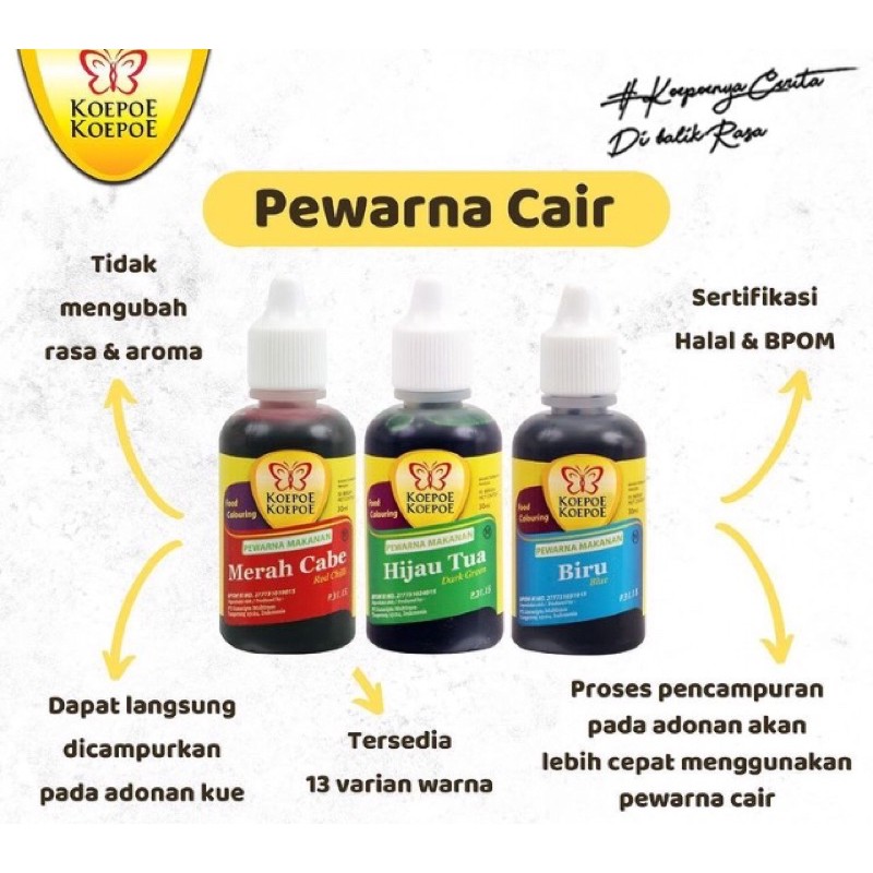 Pewarna Kupu kupu (ISI 6 PCS /pack) Koepoe Koepoe 30ml Halal