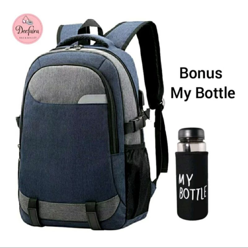 Tas Sekolah Backpack Laki Laki Tas Gendong Pria Free My Bottle