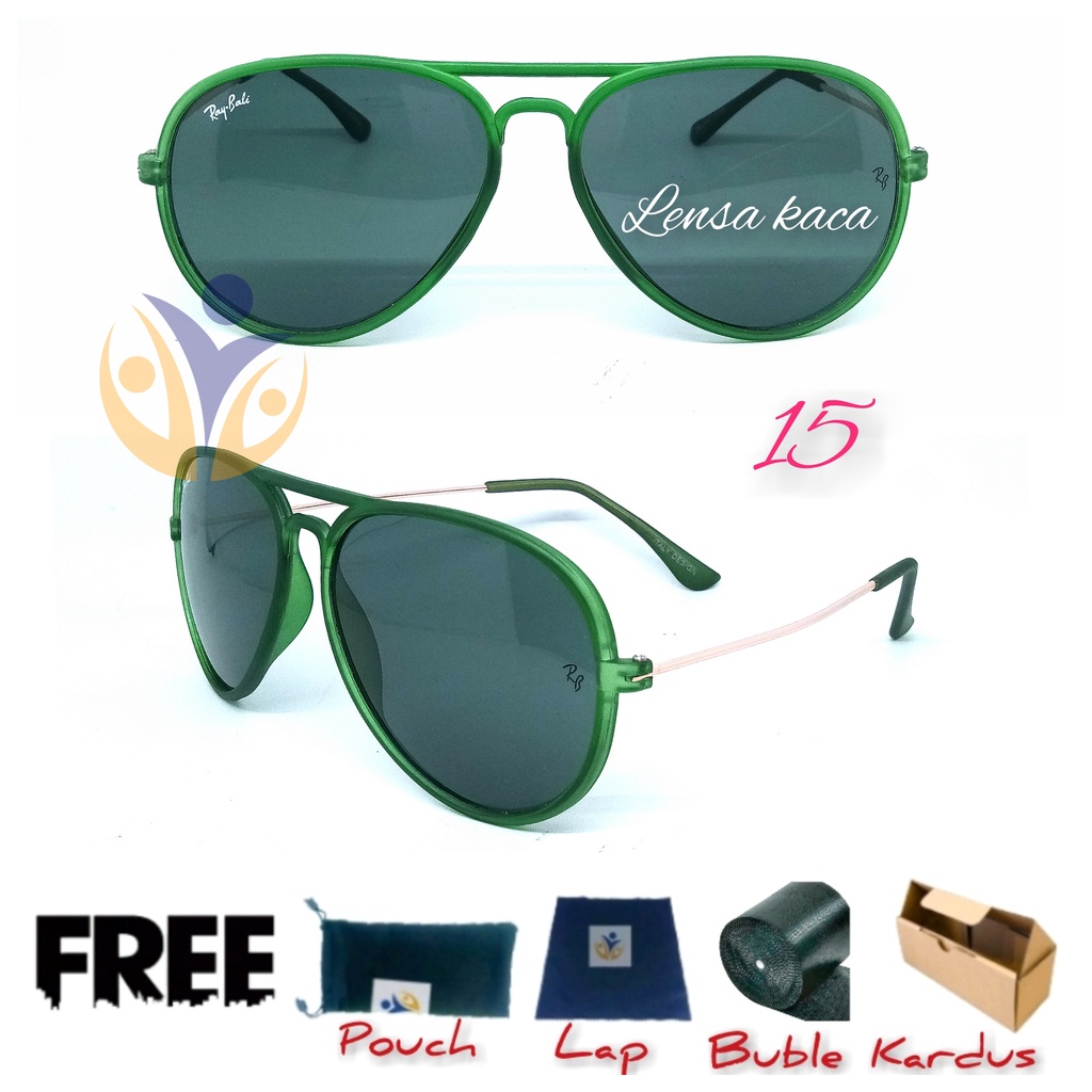 Kacamata hitam aviator lensa kaca UV Protection