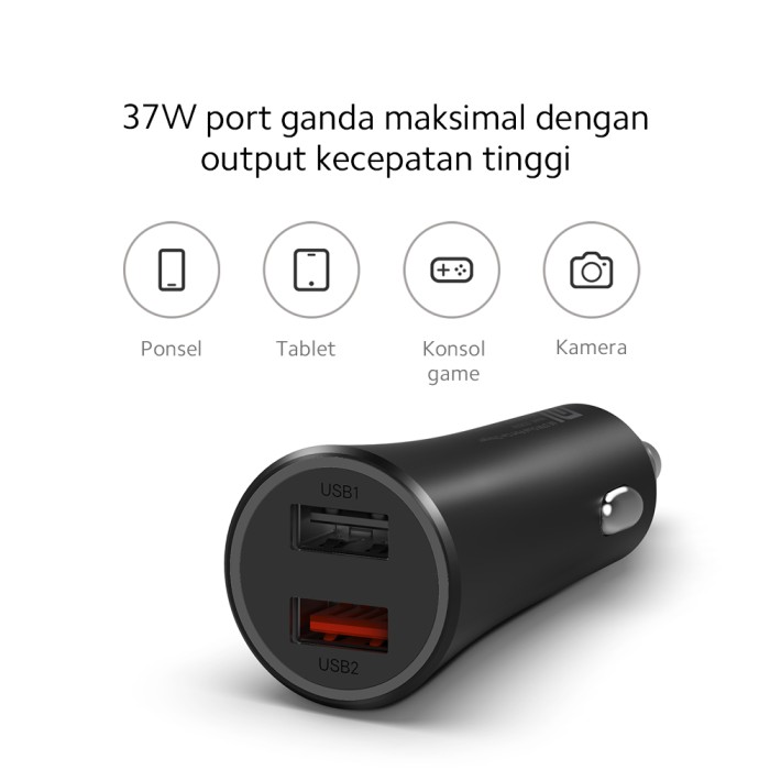 Xiaomi Original Charger Mobil Mi 37W Dual-Port USB Car Charger Fast Charging Garansi Resmi TAM