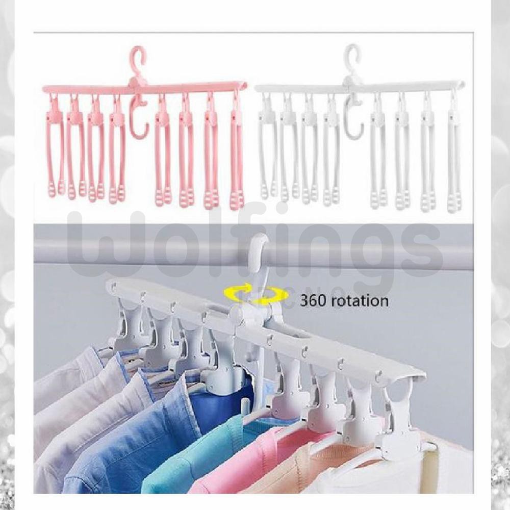 Hanger Baju Lipat 8in1 Ajaib - Gantungan Pakaian Unik &amp; Serbaguna Dengan Banyak Pengait