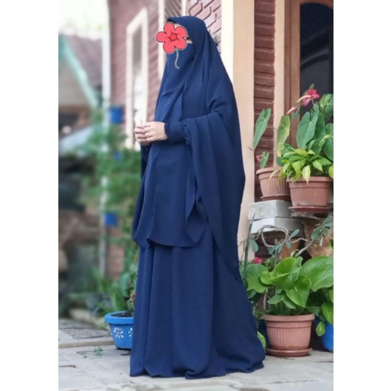 Gamis syari wolfis premium set cadar murah